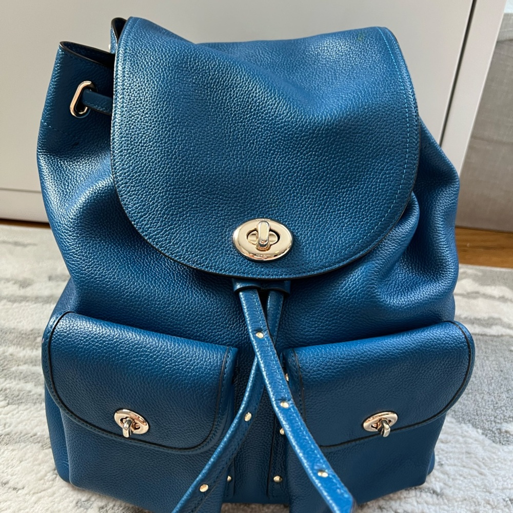 Blue Coach Turnlock Backpack